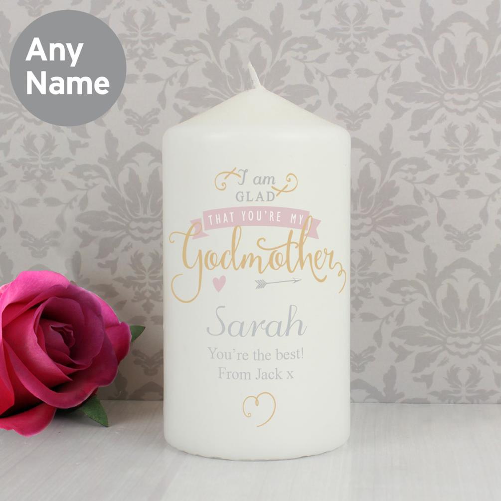 Personalised I Am Glad Godmother Pillar Candle Extra Image 3